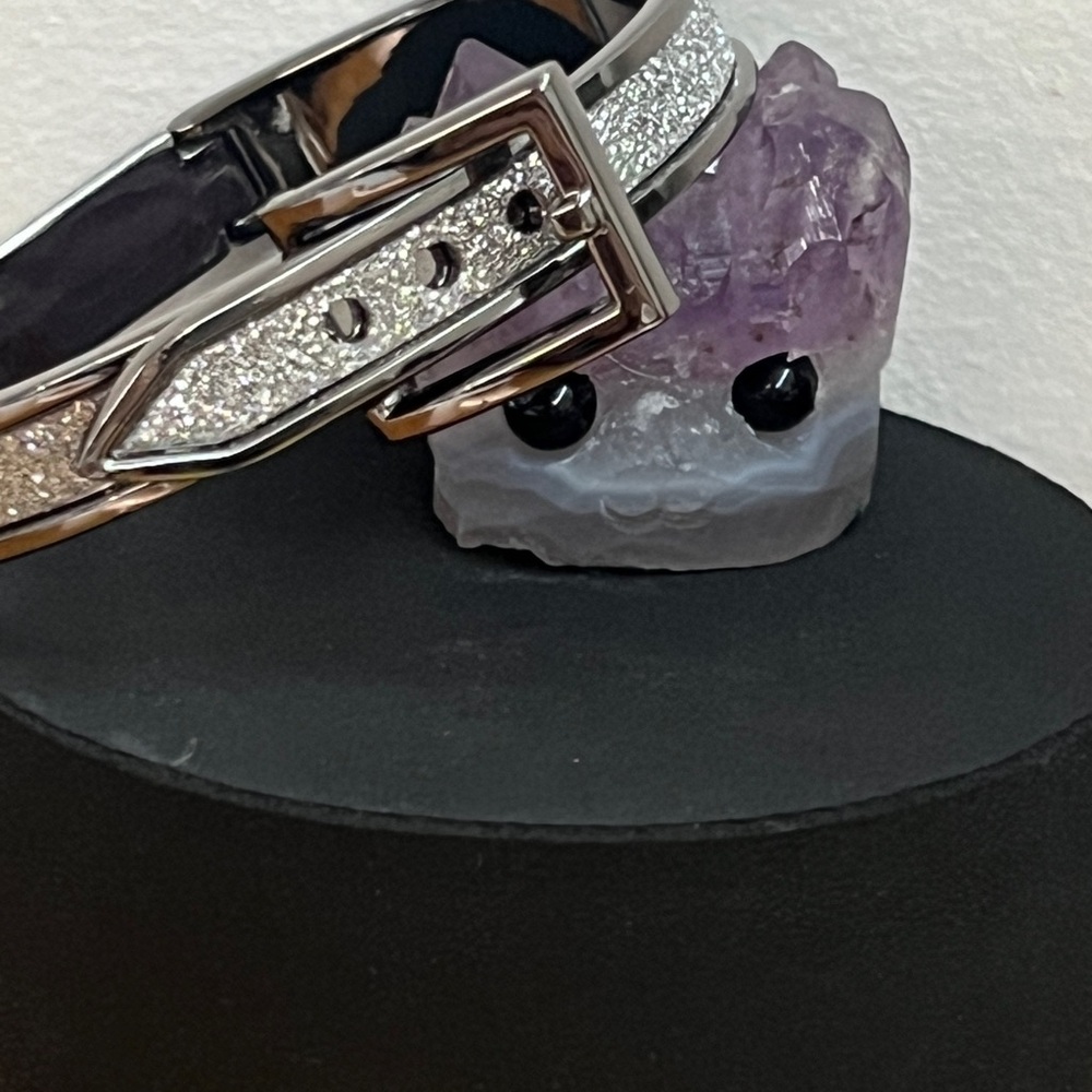 Silver Glitter Belt Bangle Bracelet